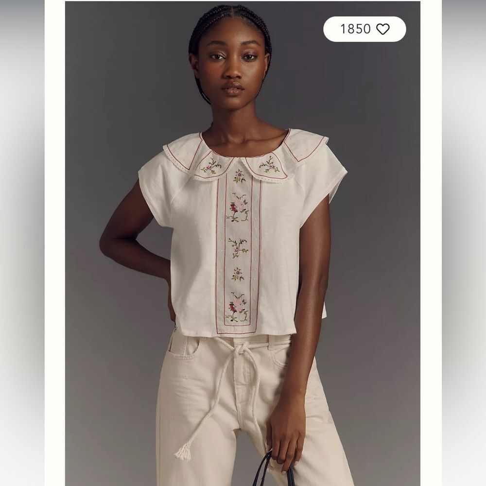 Anthropologie Embellished Collar Top NWT